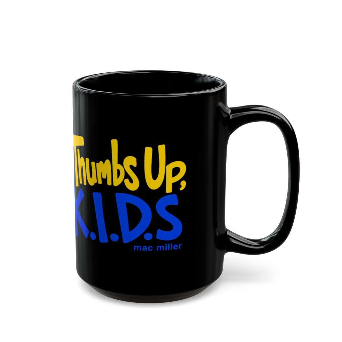 Mac Miller "Thumbs Up, K.I.D.S" Black Mug - alternate angle 5, merchandise